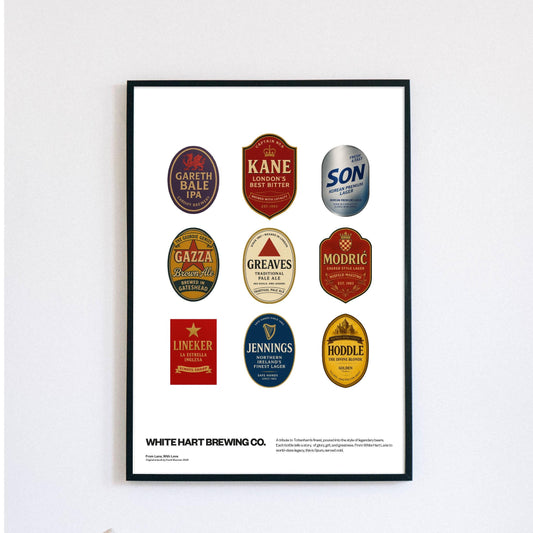 Tottenham Hotspur Legends beer mat poster White Hart Lane - Stadium Poster Print A4 A3 painting, ground, Spurs