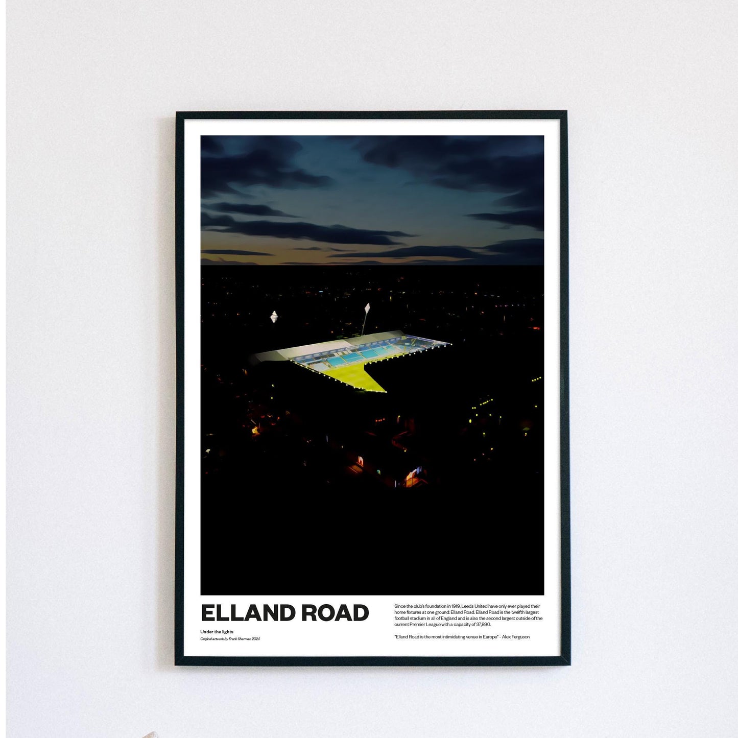 Leeds United LUFC Poster Print A5 A4 A3 painting, Elland Road, The Whites Championship Football