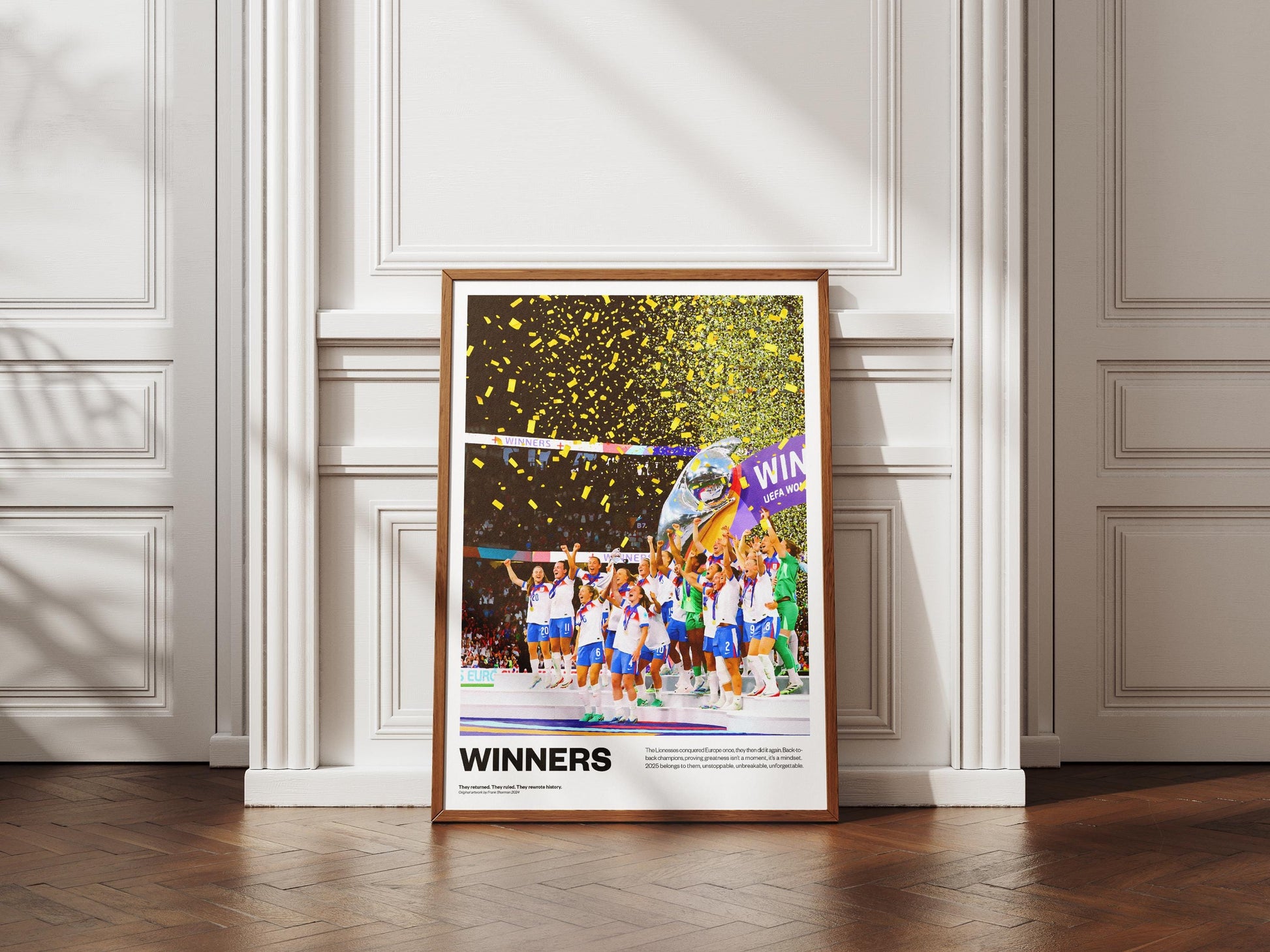 England Lionesses Euro 2025 Winners Ladies Football Poster Print Vintage painting, Chloe Kelly, Hannah Hampton, lucy bronze