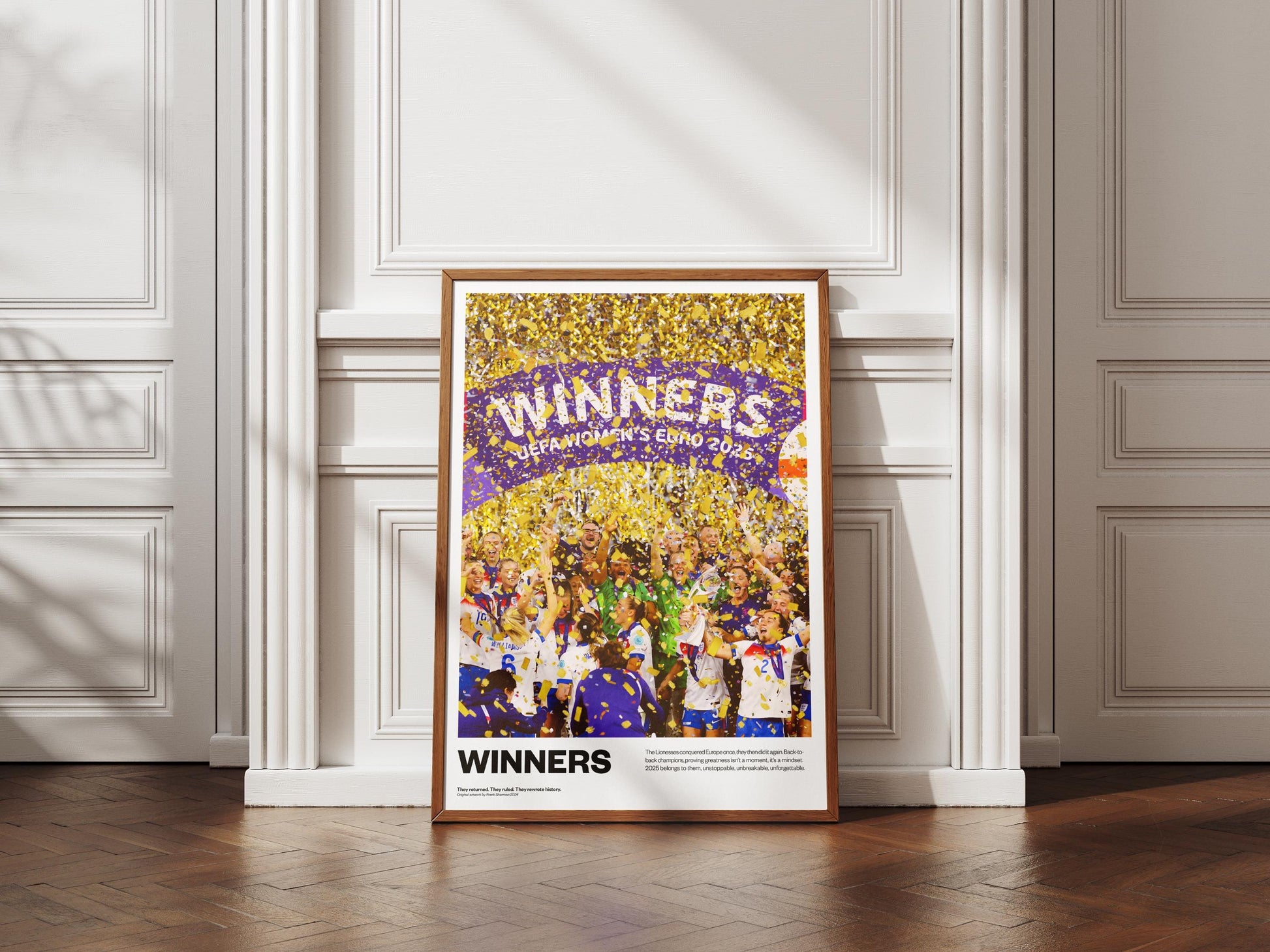 England Lionesses Euro 2025 Winners Ladies Football Poster Print Vintage painting, Chloe Kelly, Hannah Hampton, lucy bronze