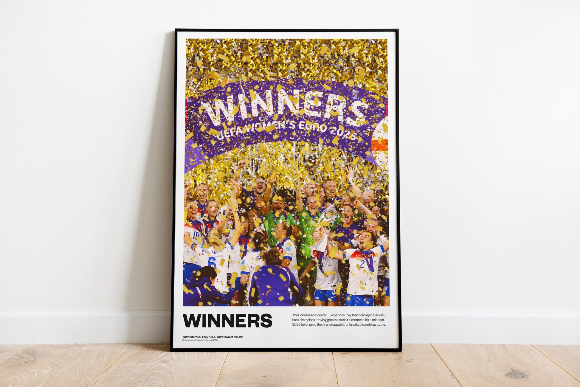 England Lionesses Euro 2025 Winners Ladies Football Poster Print Vintage painting, Chloe Kelly, Hannah Hampton, lucy bronze