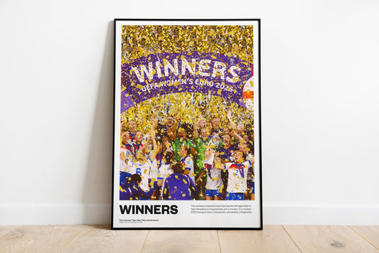 England Lionesses Euro 2025 Winners Ladies Football Poster Print Vintage painting, Chloe Kelly, Hannah Hampton, lucy bronze