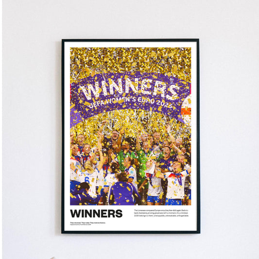 England Lionesses Euro 2025 Winners Ladies Football Poster Print Vintage painting, Chloe Kelly, Hannah Hampton, lucy bronze