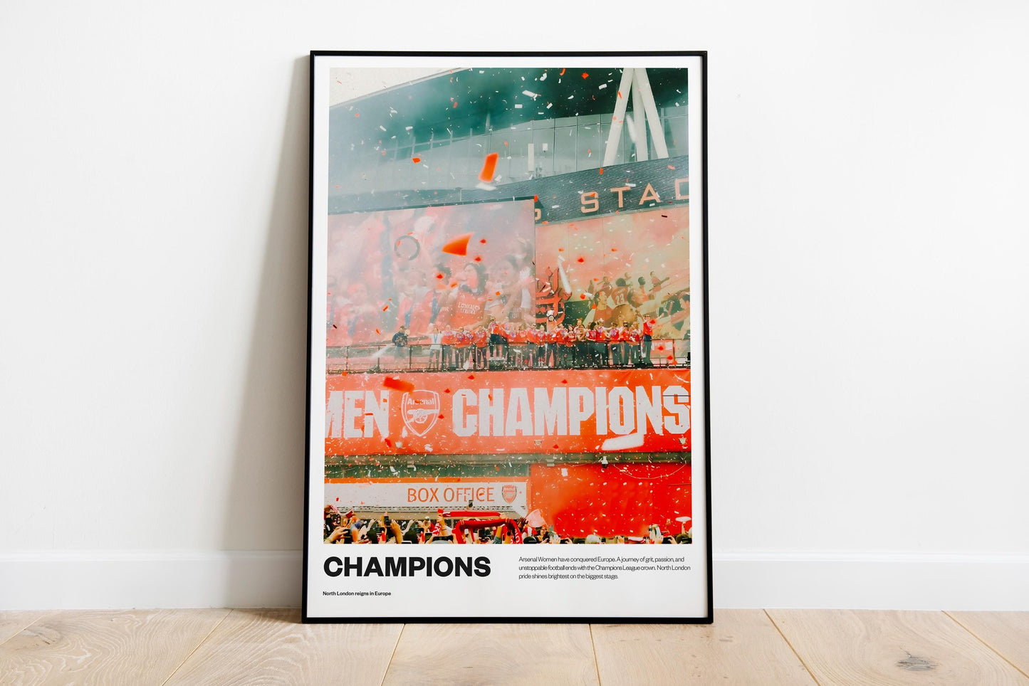 Arsenal Ladies Women's Champions League Painting Poster Print | Trophy lift | Parade | Football painting AFC Gunners | Emirates Stadium