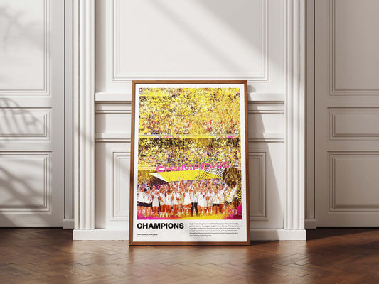 England Women’s Rugby World Cup Champions 2025 Poster – Red Roses Celebration Print, Trophy Lift Wall Art