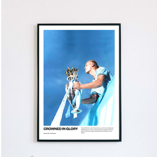 Erling Haaland - Manchester City Treble Poster | 2023 Parade Celebration Print | Champions League, Premier League & FA Cup Football Poster