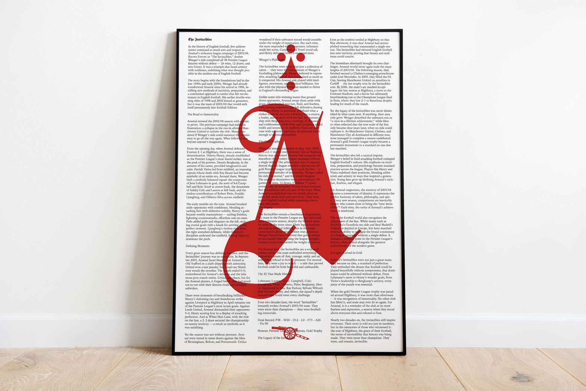 Arsenal Football Poster Print Vintage Retro - North London Forever - Arsenal Invincibles history print