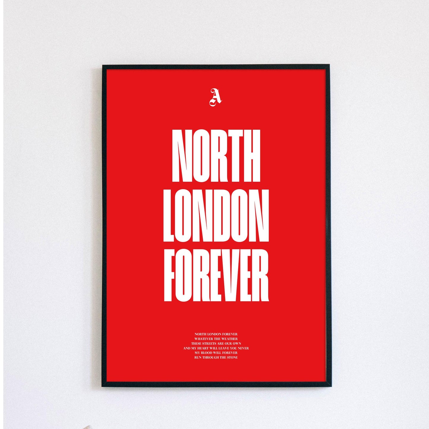 Arsenal Football Poster Print Vintage Retro - North London Forever - AFC football chant, lyrics