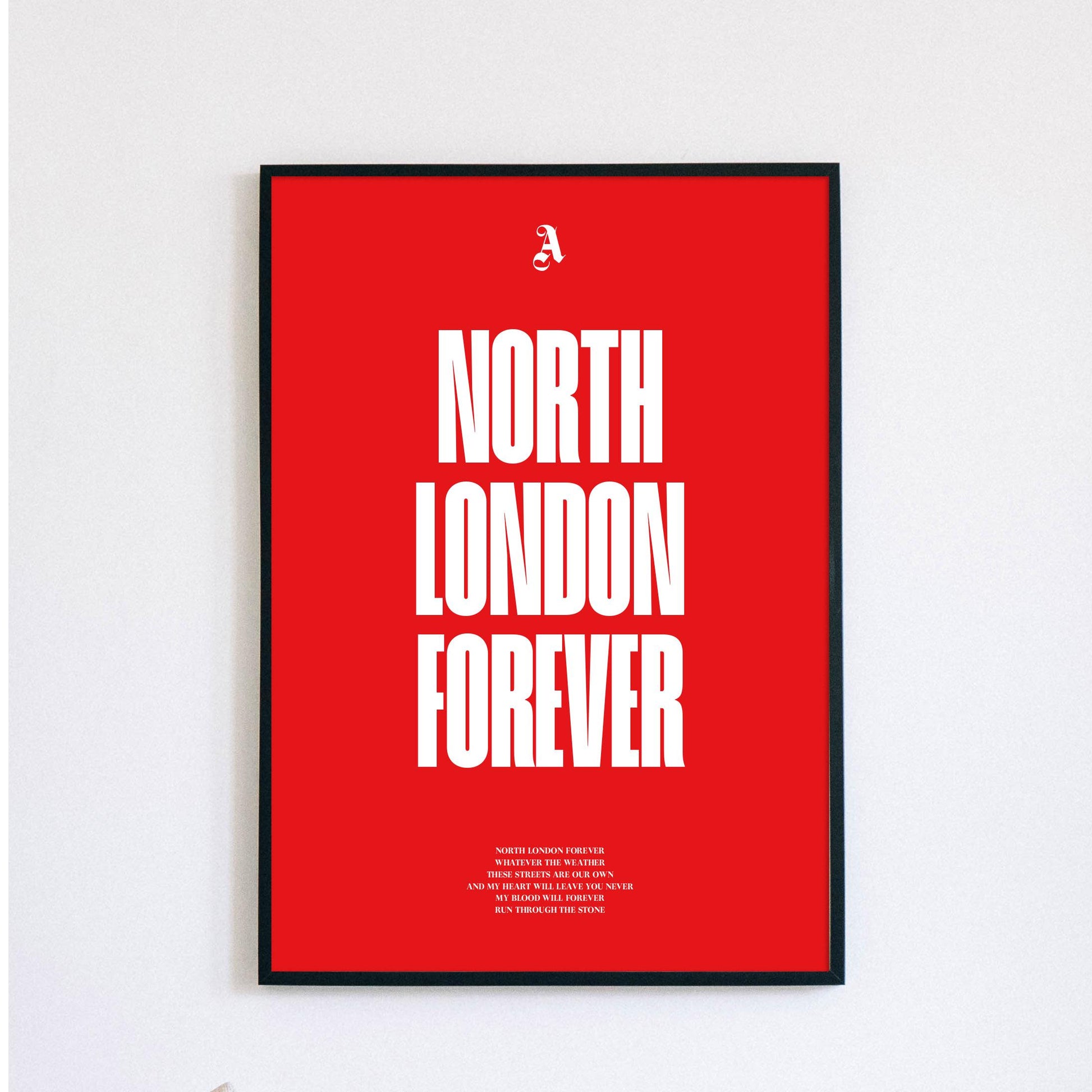 Arsenal Football Poster Print Vintage Retro - North London Forever - AFC football chant, lyrics